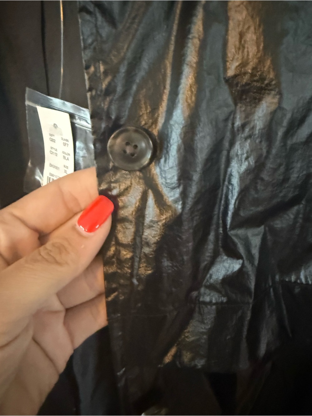 XL J crew rain or shine Glossy Black Trench Coat - Picture 4 of 5
